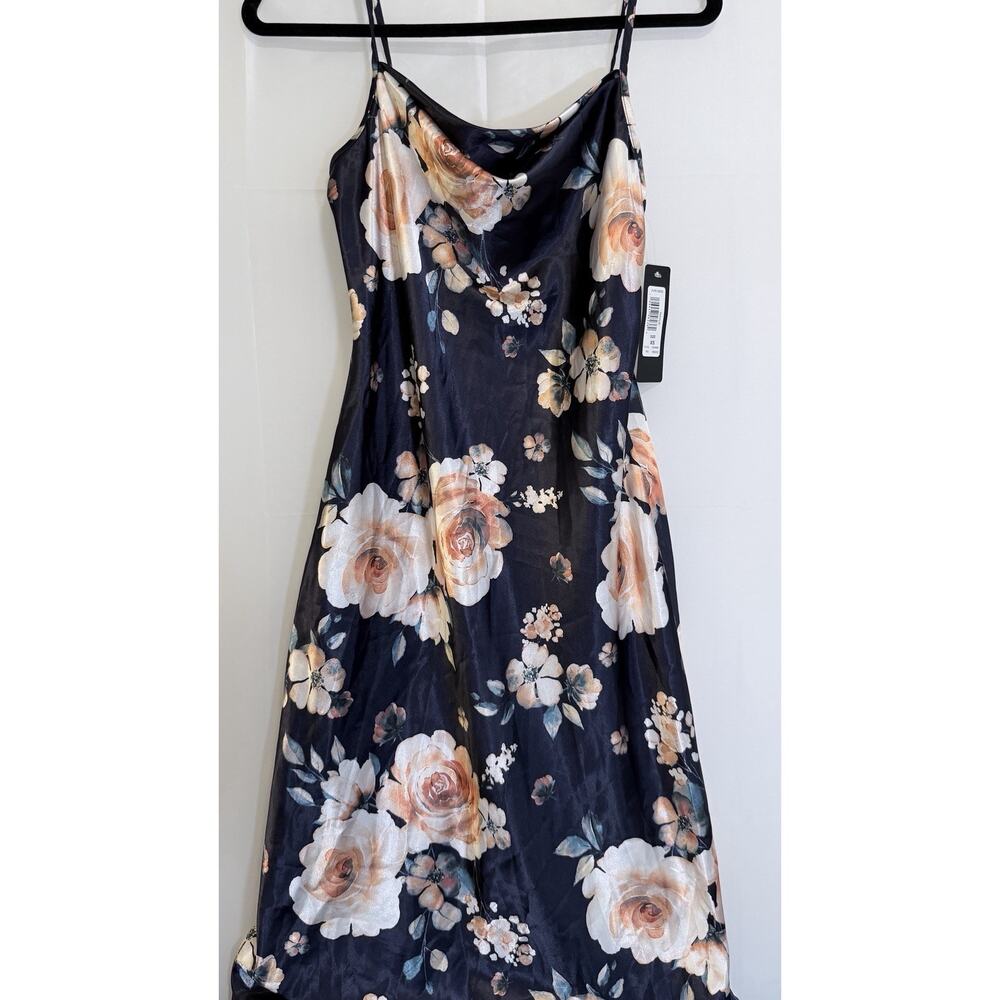 BEBE Floral Cowl Neck Strappy Slip Satin Dress Size XS - NWT